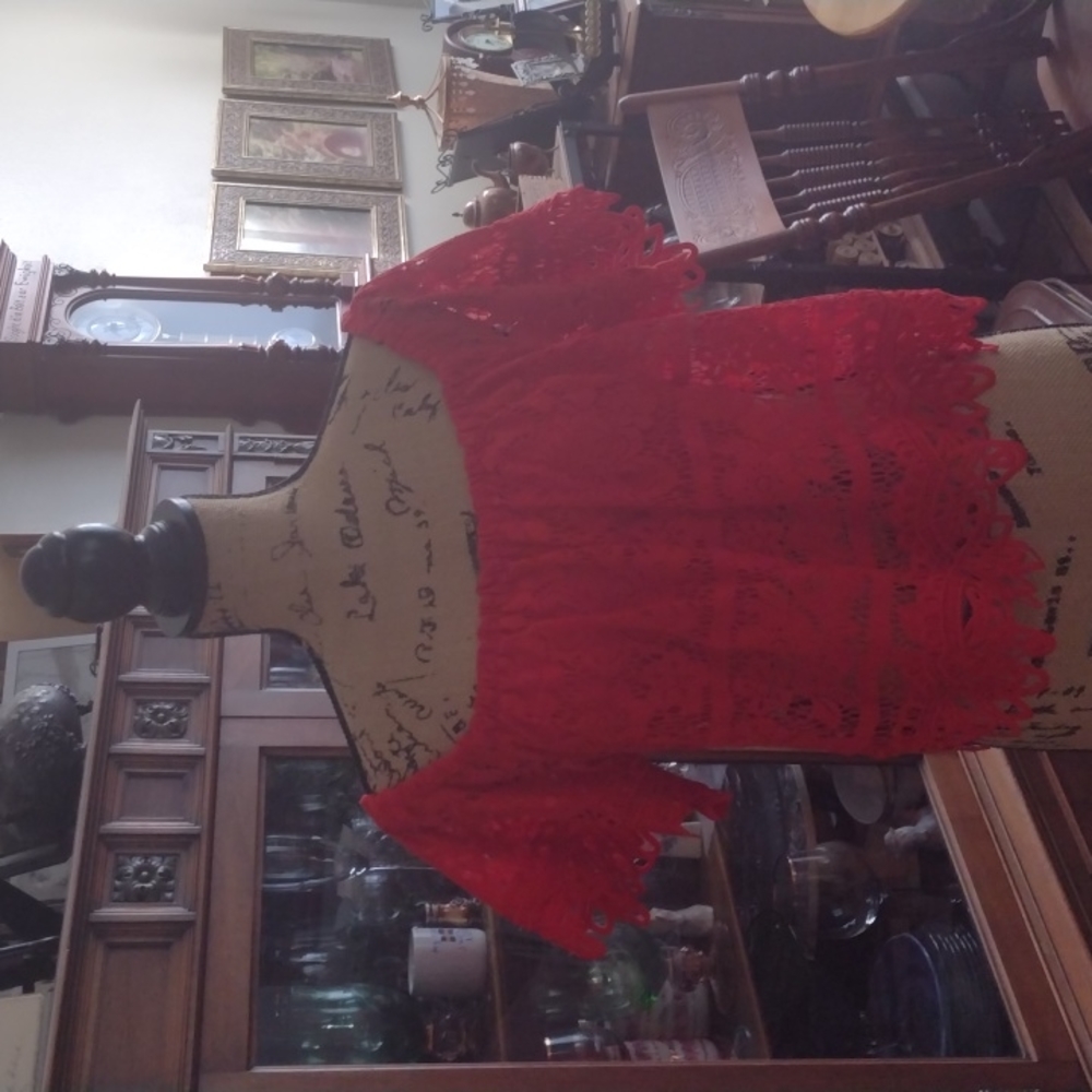 Free People red lacy on or off Shoulder  top NWT . Beautiful Detail